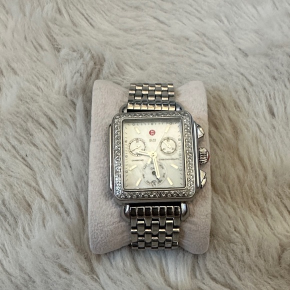 Michele Silver Watch with real Diamond Bezel